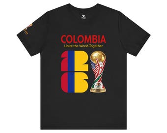 Colombia 2026, World Trophy Tee | Colombian Flag Numbers, Soccer Tournament Shirt