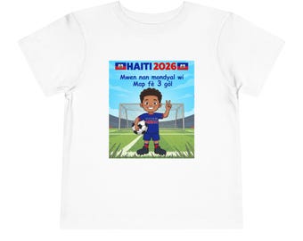 Soccer Boy Illustration Toddler Tee | Kids Soccer Shirt - [IMG 028 [World Cup 2026 - HAITI 020] White