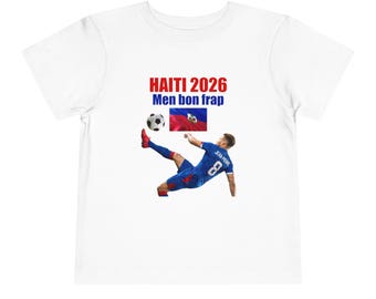 Haiti 2026 Männer bon frap Kleinkind-T-Shirt | Fußballfahne - [IMG 027b [Jugend] [WM 2026 - HAITI 019b] Weiß]