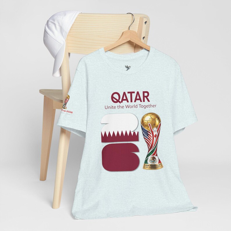 Qatar 2026, World Cup Trophy Tee | Qatar flag football shirt - [IMG 092 [World Cup 2026 - QATAR 001] White image 9