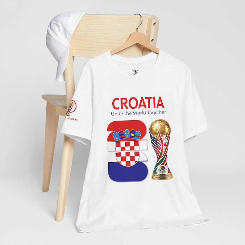 Croatia 2026, Flag Crest World Cup Shirt | Soccer Tee image 5