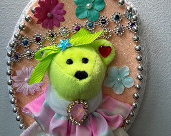 Osito de peluche pastel hecho a mano para colgar en la pared: Peluche caprichoso, decoración kawaii para la habitación del bebé.