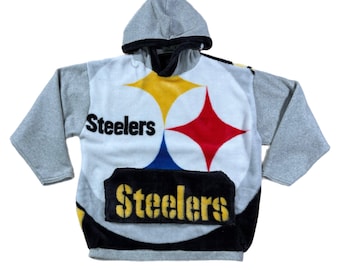 Upcycled Y2K Pittsburgh Steelers Blanket Hoodie | Custom Kapuzensweatshirt Unisex (M/L)