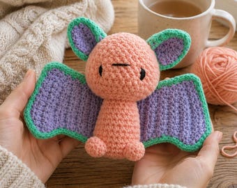 Pastel Bat Crochet Pattern PDF, Amigurumi Plush Tutorial (Digital Download)