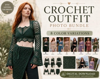 Boho Lace Set Crochet PATTERN || Bell Sleeve Crop Top & Wrap Skirt Festival Outfit PDF