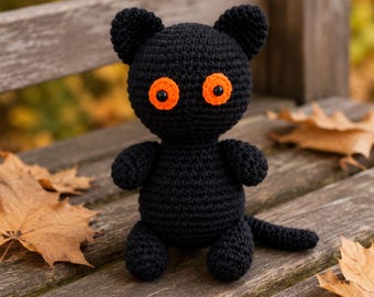 Black Cat Amigurumi Pattern PDF Halloween Crochet Plush Tutorial Digital Download