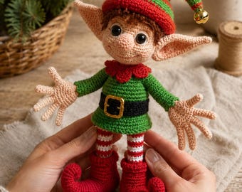 Crochet Elf Doll Pattern, Amigurumi Holiday Toy Tutorial (PDF Download)