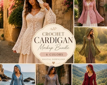 Hooded Crochet Cardigan Pattern, Fairy Boho Lace Jacket, Bell Sleeves, Corset Top (Digital Pattern)