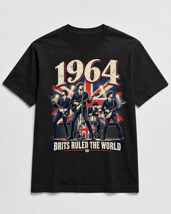 1964 British Invasion Tee, 60s Music Gift, Mod Rock Graphic, Vintage UK Style