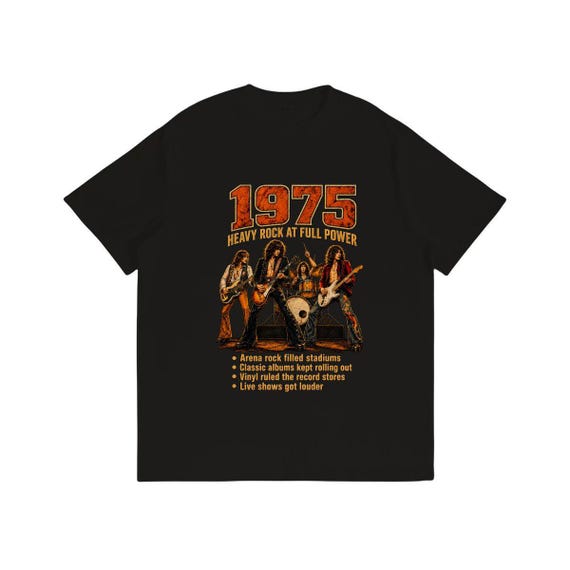 1975 Heavy Rock T-Shirt, Vintage Music Tee, Arena Concert Gift for 70s Fans