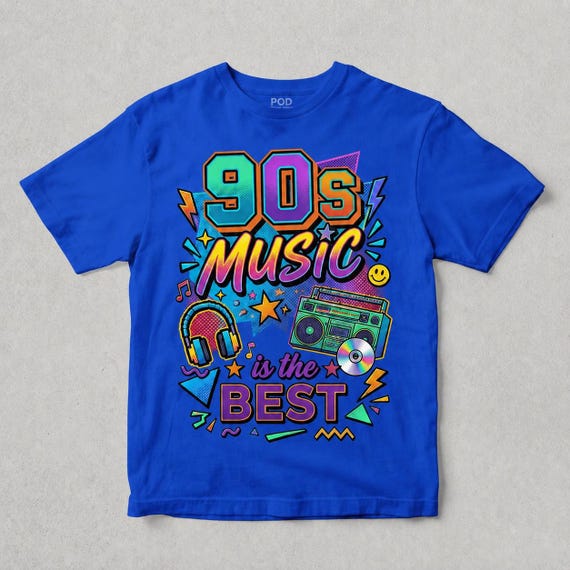 90s Music T Shirt, Colorful Retro Music Tee, Unisex 1990s Gift