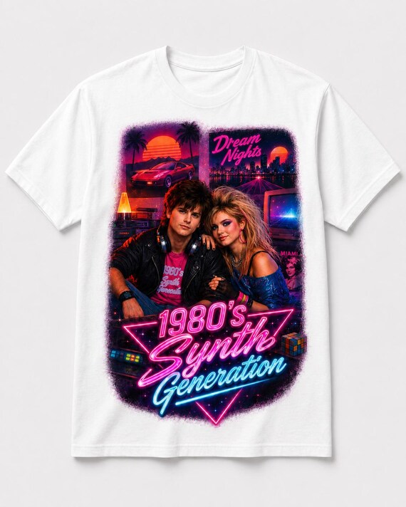 1980s Synthwave T-Shirt, Retro Music and Neon Nostalgia Gift
