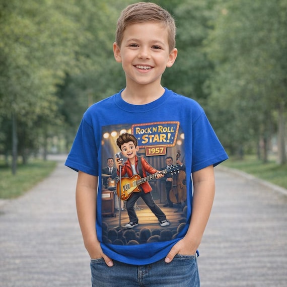1957 Rock n Roll Star Kids T-Shirt Retro Music Youth Tee