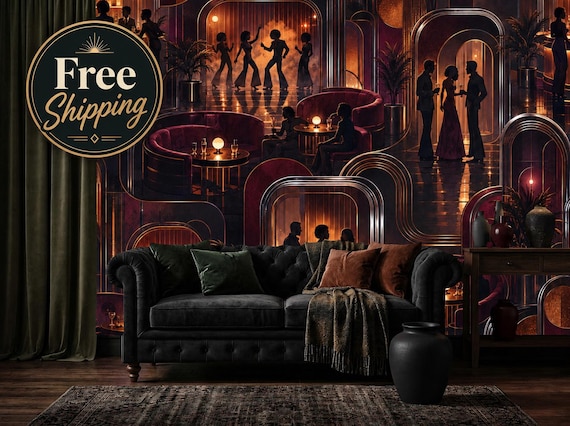 1977 After Dark Wallpaper, 70s Nightlife Decor, Retro Lounge Wall Mural