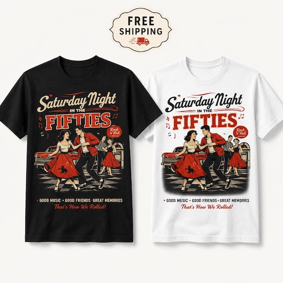 1950s Retro Dance Shirt, Saturday Night in the Fifties T-Shirt, Rockabilly Rock n Roll Tee