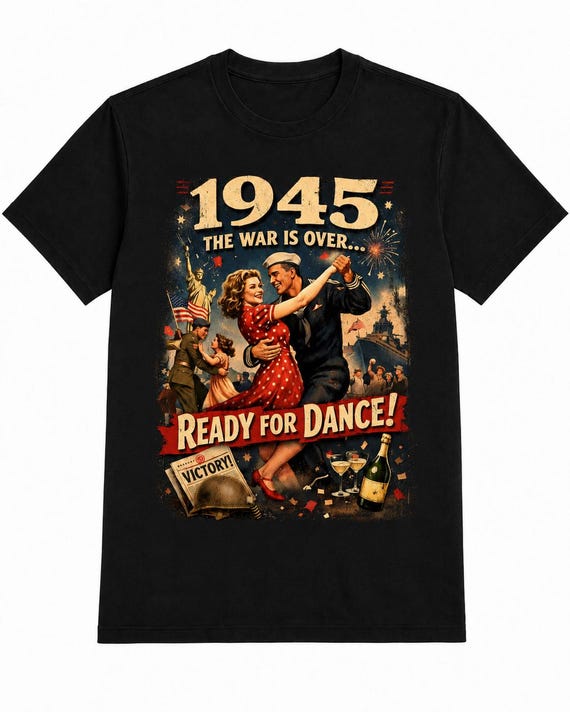 1945 Celebration Dance Shirt, Vintage Romance Tee, Retro Unisex Graphic T-Shirt