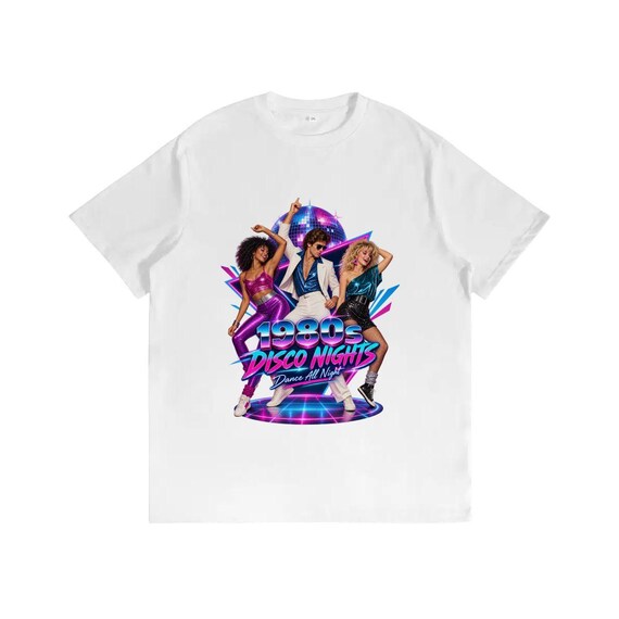 80s Disco Nights T-Shirt Retro Dance Party Tee Vintage Style Neon Music Graphic Shirt