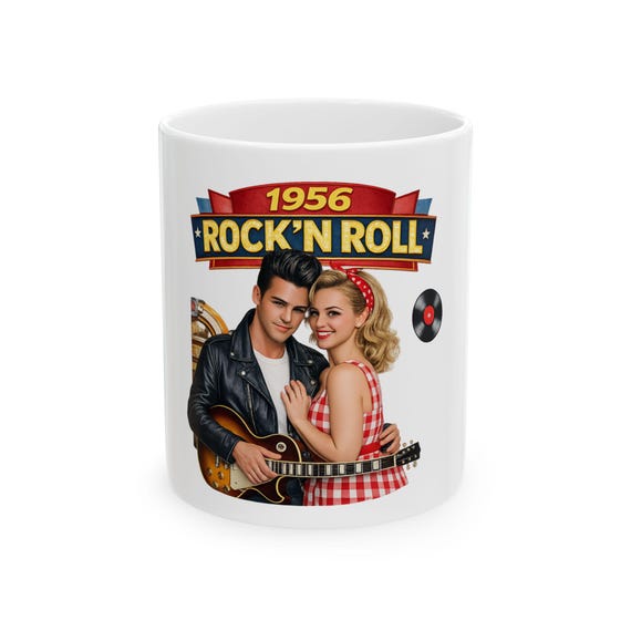 1956 Rock 'N Roll Couple Mug | Retro 1950s Vintage Music Ceramic Mug