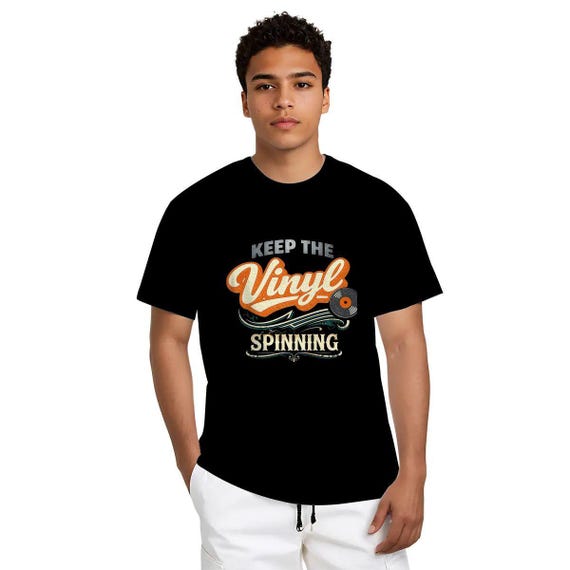 Keep The Vinyl Spinning T-Shirt, Retro Music Lover Apparel, Analog DJ Style