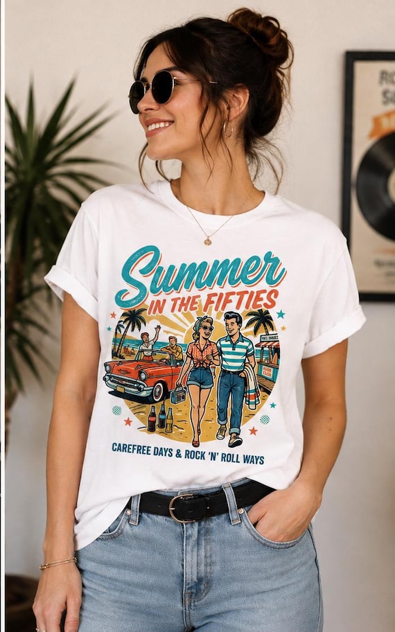1950s Rock N Roll T-Shirt, Retro Summer Tee, Vintage Beach Music Gift