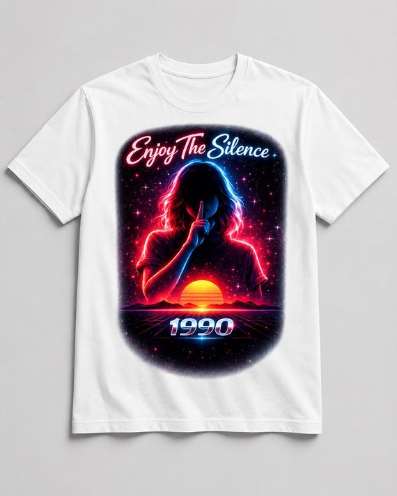 1990 Enjoy The Silence Shirt Retro Music Graphic Tee Vintage 90s Synthwave Top