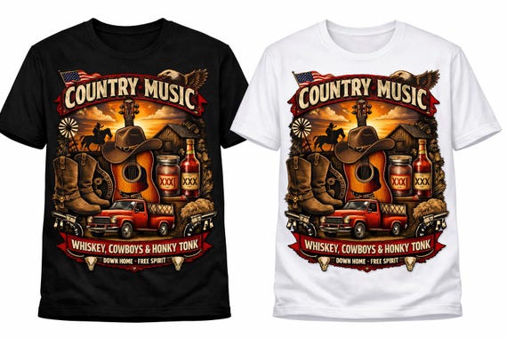 Country Music Vintage Cowboy T Shirt Whiskey Cowboys Honky Tonk Free Spirit Retro Design