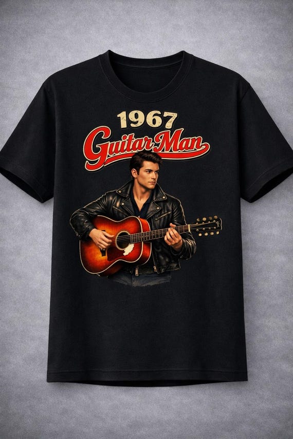 1967 Guitar Man Shirt Vintage Rock Music T-Shirt Retro Guitarist Tee Gift