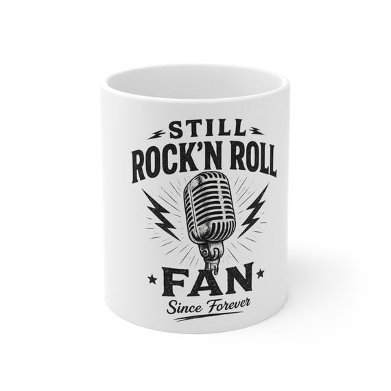 Still Rock'n Roll Fan Mug | Vintage Microphone Lightning Bolt Design