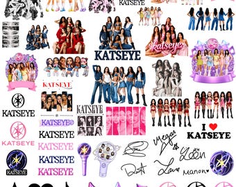Pakiet grafik fanowskich KATSEYE w formacie PNG, grafika K-popowa grupy dziewczęcej (pobieranie cyfrowe)