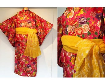 japanese yukata kimono for 5 year old girl, girls walloween costume, gift for girl, japanese Yukata kids Kawaii costume, baby girl kimono