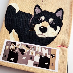 shiba ken Japanese tenugui book, dog tenugui fabric, japanese cute dogs fabric, dog lovers gift, dog mama cute fabric, kawaii inu fabric