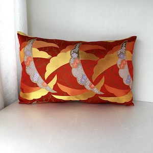 Japanese obi brocade sofa bedding throw pillow case, brocade cushion, gold decor pillow cover, wedding bed gift, golden decoration,
