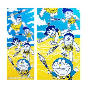 Doraemon japan anime muur decor, Japanse tenugui, gele katoenen stof, manga kunst tenugui stof, Japanse anime noren stof, nobita noren