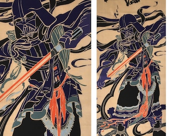 Tapiz japonés Tenugui, con diseño de espíritus guardianes de Darth Vader, de algodón (89 x 36 cm).
