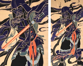 Japanese Tenugui Fabric, Darth Vader Guardian Spirits Tapestry, Cotton Tenugui (89x36 cm)