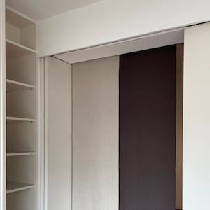 Two color Linen long noren curtain, natural linen and chocolate brow linen, 2 panel Japanese restaurant noren, boy room decor, window cover