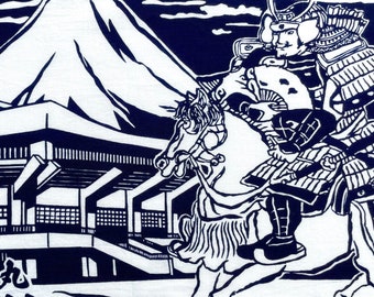 Tessuto tenugui blu indaco giapponese Nippon Budokan, tenugui per arti marziali, tenugui per guerrieri samurai giapponesi, tenugui per kendo, dojo di judo