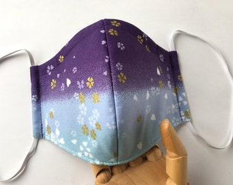 Triple layer fabric Mask, metallic strip adjust in the nose,Face Mask made from Japanese Cotton with Elastic Straps, Washable Reusable