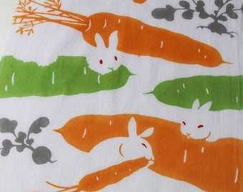 Japanese bunny tenugui, Japanese cotton tenugui fabric, tenugui, kawaii fabric, boy fabric, quilt orange fabric japanese cotton fabric