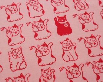 Rosa Baumwolle Katze Stoff Japanische Tenugui, Maneki Neko Glückskatzen, japanische Baumwolle Geschirrtuch Stoff, Kendo Bandanna, Katze Kawaii Stoff