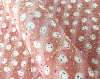 Roze konijn stof, Konijn stof Japans katoen vet kwart, quilt decoratie, roze schattig konijntje's Japanse kawaii kwekerij decor stof