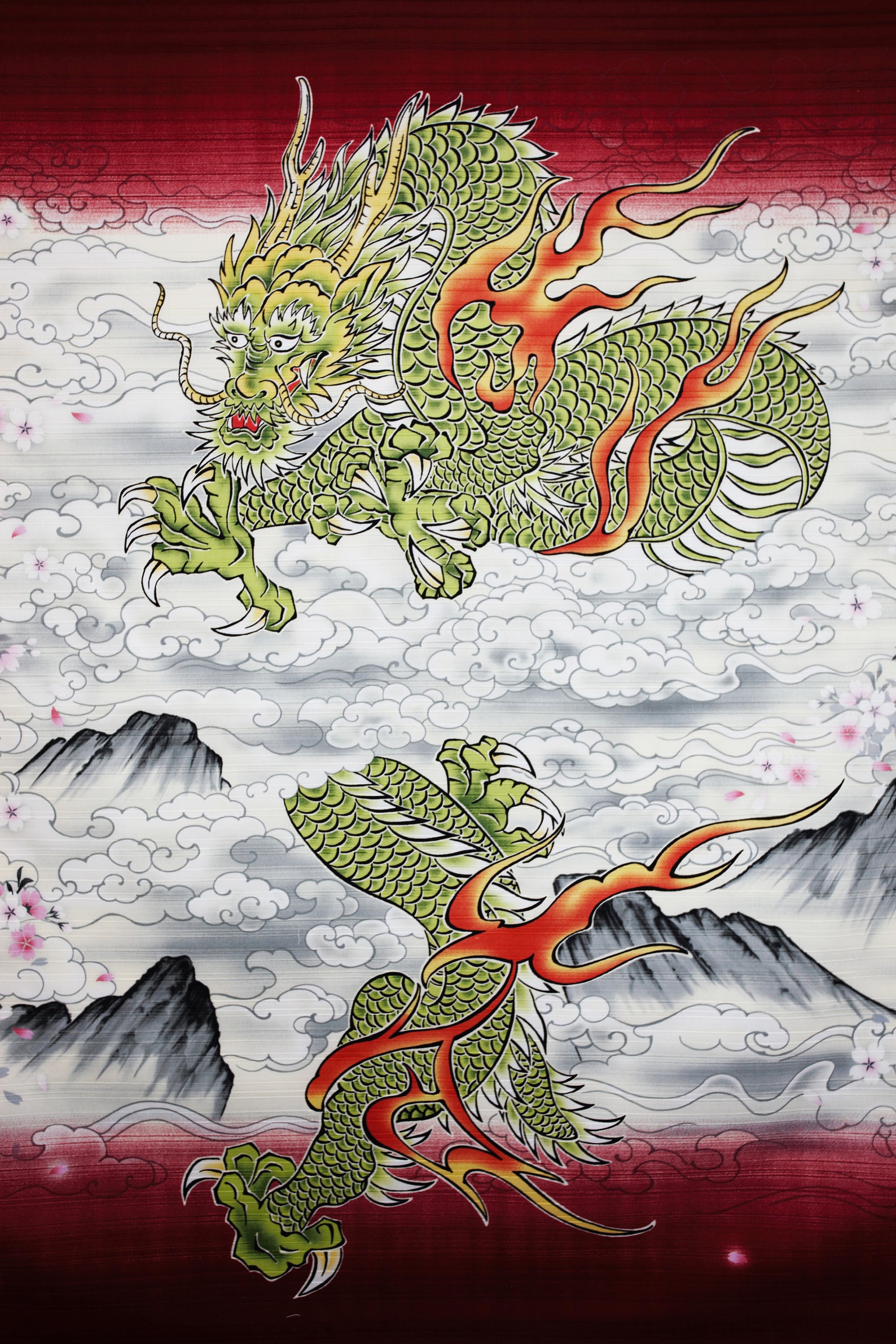 Japanese Dragon Wall Fabric Panel, Wall Decoration Japanese Dragon