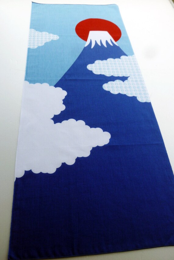 Mount fuji tenugui fabric, cute fabric tenugui, kawaii fabric, wall decoration, japanese curtain noren,