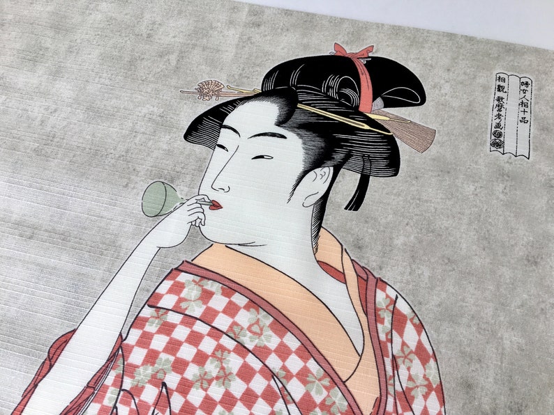 Geisha art print fabric Japanese geisha furoshiki fabric ukiyo e geisha cotton fabric Japanese traditional tattoo design maiko doll art