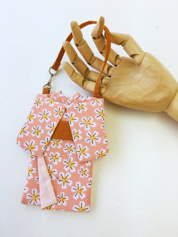 Fabric iphone mini case sleeve kimono pink japanese chirimen, kimono case iphone mini, smart phone protection case, cell phone sleeve.