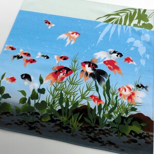 Japanese gold fish furoshiki fabric, kingyo furoshiki cotton wrapping fabric, kawaii japanese quilt gold fish fabric, furoshiki eco bag