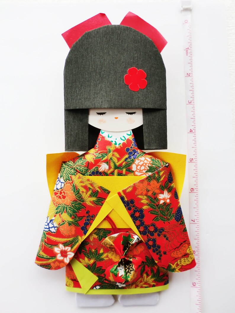 Chiyogami yuzen paper dolls paper japanese kokeshi doll kokeshi paper doll japanese washi paper dolls sakura cute kawaii kokeshi doll