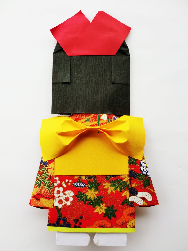 Chiyogami yuzen paper dolls paper japanese kokeshi doll kokeshi paper doll japanese washi paper dolls sakura cute kawaii kokeshi doll