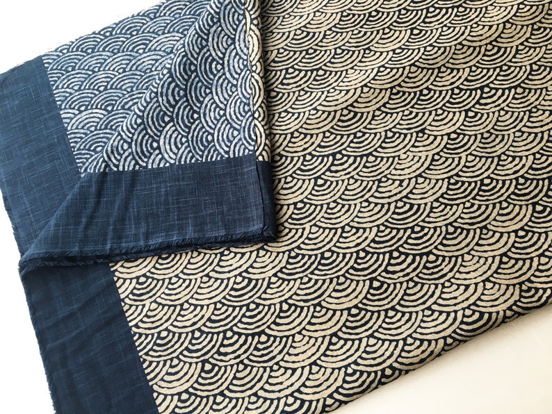 Blue Japanese Cotton Wave Fabric Half a Yard a Cotton to Make Noren ...