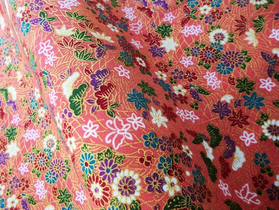 Japanese fabric cotton fat quarter, floral quilt fabric, decoration kawaii fabric, kimono yukata japan fabric,